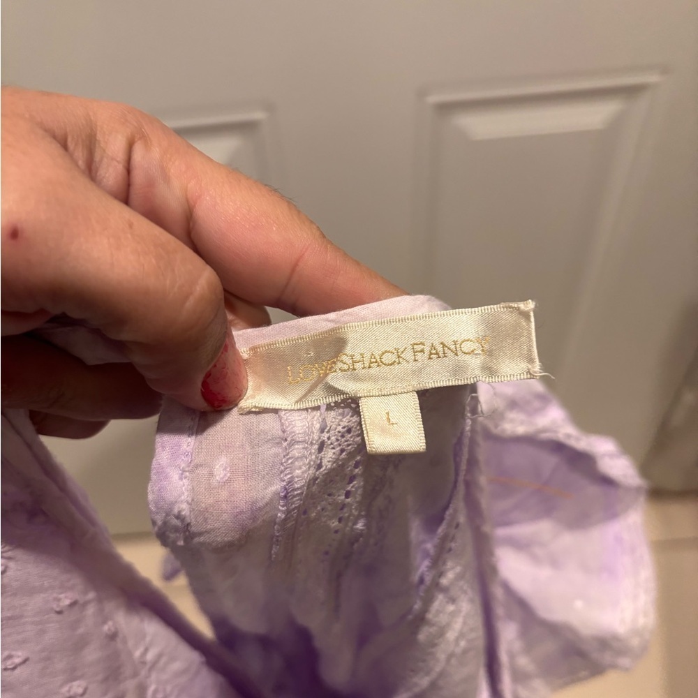 LoveShackFancy Natasha Mini Dress Ruffle Swiss Dot Tie Dye Violet - Picture 4 of 4